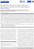 Cover page: Maternal Zika Virus Disease Severity, Virus Load, Prior Dengue Antibodies, and Their Relationship to Birth Outcomes