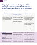 Cover page: Disparity in initiation of checkpoint inhibitors among commercially insured and Medicare Advantage patients with metastatic melanoma.