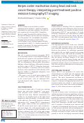 Cover page: Herpes zoster reactivation during head and neck cancer therapy: interpreting post-treatment positron emission tomography/CT imaging.