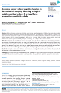 Cover page: Assessing cancer-related cognitive function in the context of everyday life using ecological mobile cognitive testing: A protocol for a prospective quantitative study