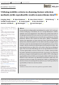 Cover page: Utilizing stability criteria in choosing feature selection methods yields reproducible results in microbiome data.