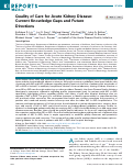 Cover page: Quality of Care for Acute Kidney Disease: Current Knowledge Gaps and Future Directions