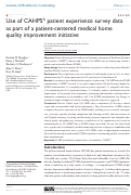 Cover page: Use of CAHPS® patient experience survey data as part of a patient-centered medical home quality improvement initiative