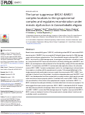 Cover page: The tumor suppressor BRCA1-BARD1 complex localizes to the synaptonemal complex and regulates recombination under meiotic dysfunction in Caenorhabditis elegans