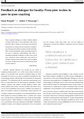 Cover page: Feedback as dialogue for faculty: From peer review to peer‐to‐peer coaching