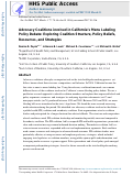Cover page: Advocacy coalitions involved in California's menu labeling policy debate: Exploring coalition structure, policy beliefs, resources, and strategies