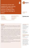 Cover page: Continuity of Care and Healthcare Costs among Patients with Chronic Disease: Evidence from Primary Care Settings in China
