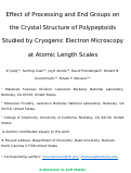 Cover page: Effect of processing and end groups on the crystal structure of polypeptoids studied by cryogenic electron microscopy at atomic length scales