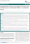 Cover page: Organizational stressors associated with job stress and burnout in correctional officers: a systematic review