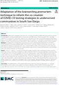 Cover page: Adaptation of the brainwriting premortem technique to inform the co-creation of COVID-19 testing strategies in underserved communities in South San Diego