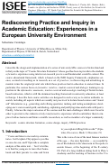 Cover page of Rediscovering Practice and Inquiry in Academic Education: Experiences in a European University Environment