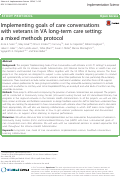 Cover page: Implementing goals of care conversations with veterans in VA long-term care setting: a mixed methods protocol
