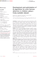 Cover page: Development and optimization of AI algorithms for wrist fracture detection in children using a freely available dataset.