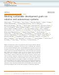 Cover page: Meeting sustainable development goals via robotics and autonomous systems