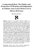 Cover page: Composing Bolivia: The Politics and Perspectives of Mestizaje and Indigenismo in Atiliano Auza León’s Historia de la Música Boliviana