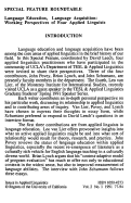 Cover page: Language Education, Language Acquisition: Working Perspectives of Four Applied Linguists