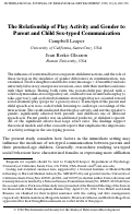 Cover page: The Relationship of Play Activity and Gender to Parent and Child Sex-typed Communication