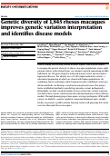 Cover page: Genetic diversity of 1,845 rhesus macaques improves genetic variation interpretation and identifies disease models