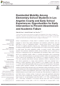 Cover page: Residential Mobility Among Elementary School Students in Los Angeles County and Early School Experiences: Opportunities for Early Intervention to Prevent Absenteeism and Academic Failure