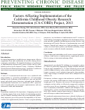 Cover page: Factors Affecting Implementation of the California Childhood Obesity Research Demonstration (CA-CORD) Project, 2013