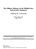 Cover page: Policy Paper 49: The Military Balance in the Middle East: An Executive Summary