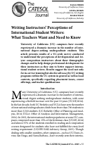 Cover page: Writing Instructors’ Perceptions of International Student Writers: What Teachers Want and Need to Know