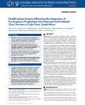 Cover page: Health System Factors Influencing the Integration of Pre-Exposure Prophylaxis into Antenatal and Postnatal Clinic Services in Cape Town, South Africa.