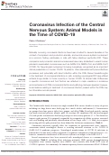 Cover page: Coronavirus Infection of the Central Nervous System: Animal Models in the Time of COVID-19