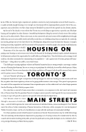 Cover page: Introduction     [Housing on Toronto's Main Streets]
