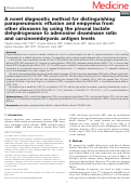 Cover page: A novel diagnostic method for distinguishing parapneumonic effusion and empyema from other diseases by using the pleural lactate dehydrogenase to adenosine deaminase ratio and carcinoembryonic antigen levels