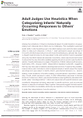 Cover page: Adult Judges Use Heuristics When Categorizing Infants’ Naturally Occurring Responses to Others’ Emotions