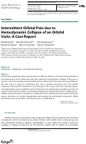 Cover page: Intermittent Orbital Pain due to Hemodynamic Collapse of an Orbital Varix: A Case Report.