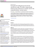 Cover page: Post genome-wide gene-environment interaction study: The effect of genetically driven insulin resistance on breast cancer risk using Mendelian randomization