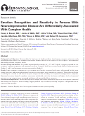 Cover page: Emotion Recognition and Reactivity in Persons With Neurodegenerative Disease Are Differentially Associated With Caregiver Health