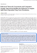 Cover page: Behavioral Timescale Cooperativity and Competitive Synaptic Interactions Regulate the Induction of Complex Spike Burst-Dependent Long-Term Potentiation.