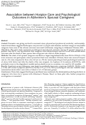 Cover page: Association between hospice care and psychological outcomes in Alzheimers spousal caregivers.