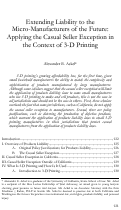 Cover page: Extending Liability to the Micro-Manufacturers of the Future: Applying the Casual Seller Exception in the Context of 3-D Printing