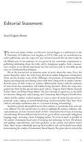 Cover page: Editorial Statement