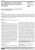 Cover page: Use of Rapamycin in a Patient With Juvenile Myelomonocytic Leukemia: A Case Report