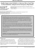 Cover page: Quality Improvement Initiative to Increase Rate of and Time to Post-intubation Analgesia in the Emergency Department