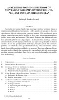 Cover page: Analysis of Women's Freedom of Movement and Employment Rights, Pre- and Post-Marriage in Iran