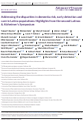 Cover page: Addressing the disparities in dementia risk, early detection and care in Latino populations: Highlights from the second Latinos &amp; Alzheimer's Symposium