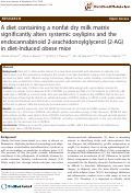 Cover page: A diet containing a nonfat dry milk matrix significantly alters systemic oxylipins and the endocannabinoid 2-arachidonoylglycerol (2-AG) in diet-induced obese mice