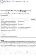 Cover page: Needs and challenges for assessing the environmental impacts of engineered nanomaterials (ENMs)