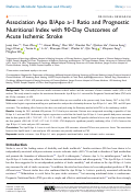 Cover page: Association Apo B/Apo a-1 Ratio and Prognostic Nutritional Index with 90-Day Outcomes of Acute Ischemic Stroke.