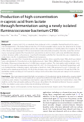 Cover page: Production of high-concentration n-caproic acid from lactate through fermentation using a newly isolated Ruminococcaceae bacterium CPB6.