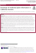 Cover page of Exchange of medicinal plant information in California missions