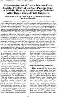 Cover page: Characterization of Citrus Tristeza VirusIsolates by SSCP of the Coat Protein Genein Initially Healthy Sweet Orange Varieties After Three Years of Field Exposure