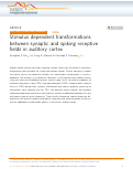 Cover page: Stimulus dependent transformations between synaptic and spiking receptive fields in auditory cortex.