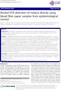Cover page: Nested PCR detection of malaria directly using blood filter paper samples from epidemiological surveys